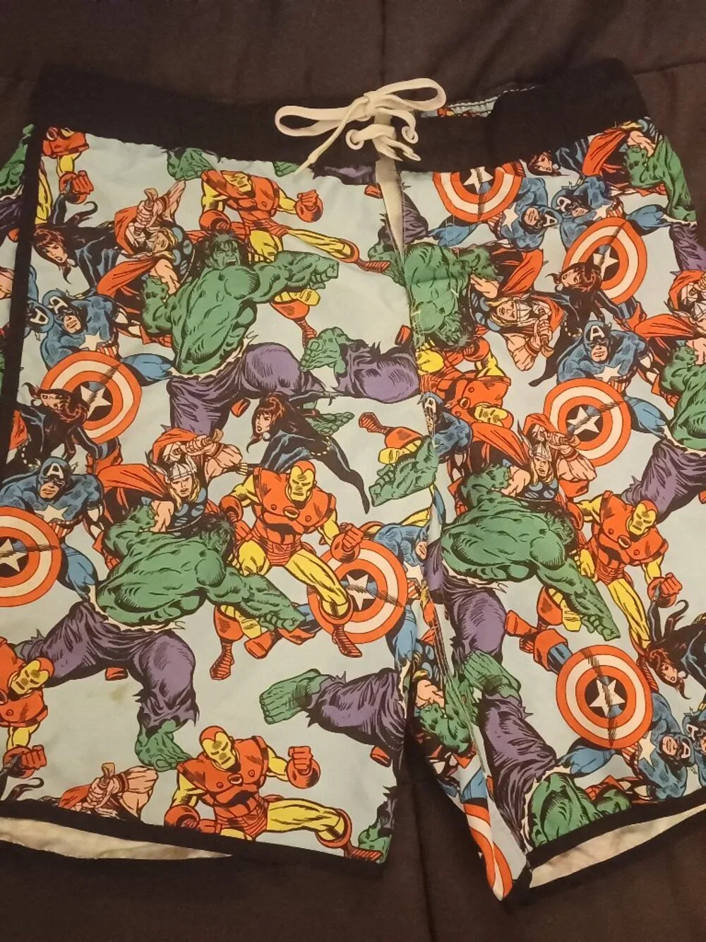 Superhero swim trunks